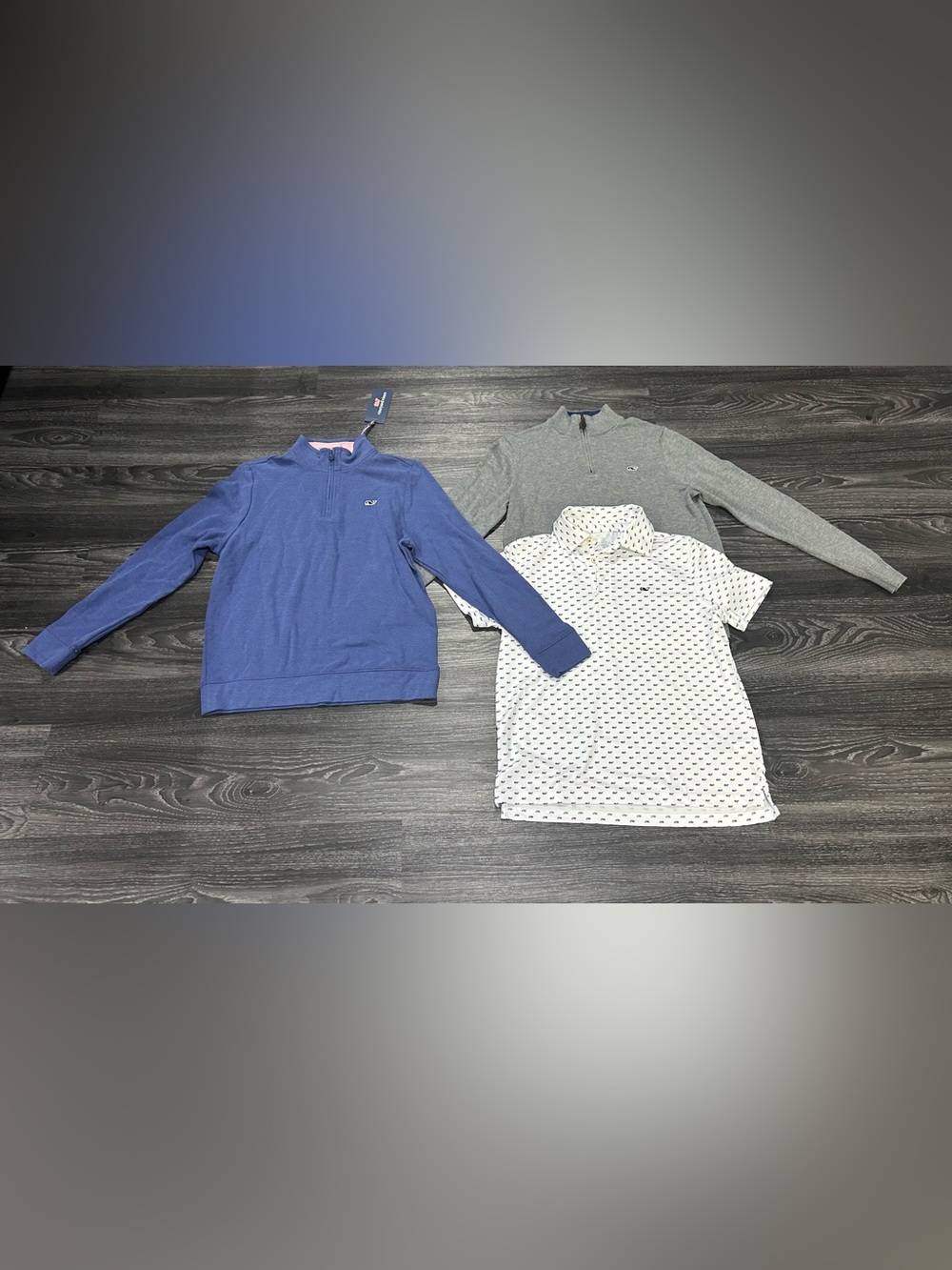 Vineyard Vines Kids Pullover & Printed Polo Set - Blue, Gray, White 12-14 Boys